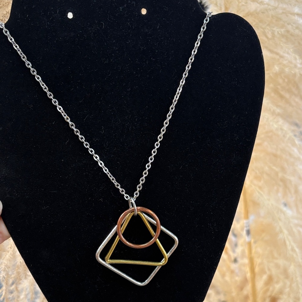 Geometric Silver and Gold Necklace